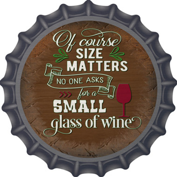 Size Matters Small Glass Novelty Metal Bottle Cap Sign