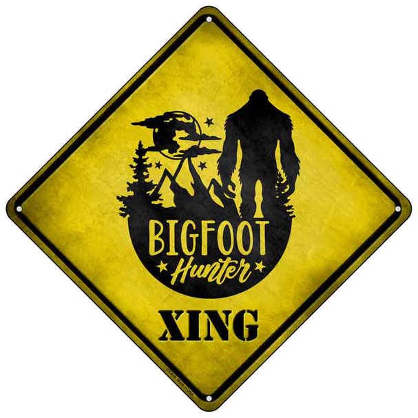 Bigfoot Hunter Xing Novelty Metal Crossing Sign