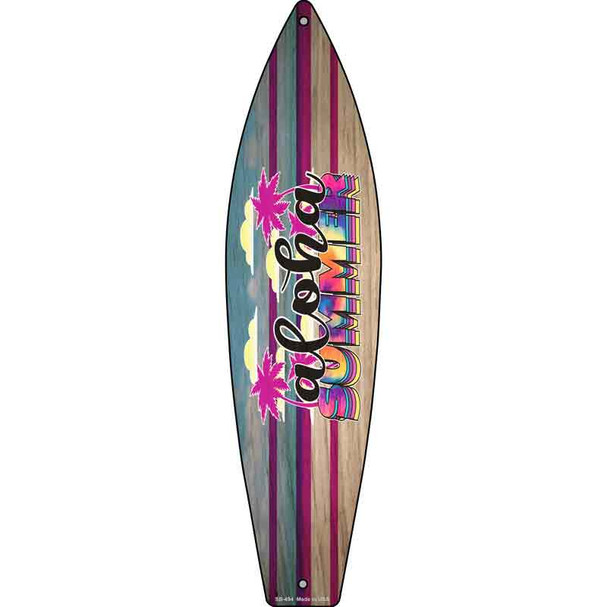 Aloha Summer Tie Dye Novelty Metal Surfboard Sign
