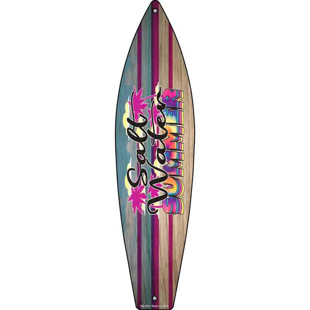 Salt Water Summer Tie Dye Novelty Metal Surfboard Sign