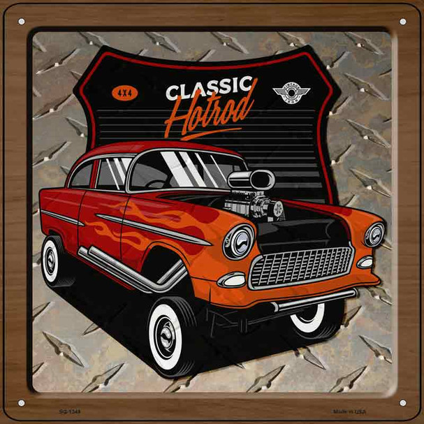 Classic Hotrod Flames Novelty Metal Square Sign