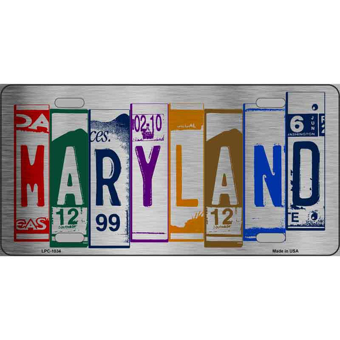 Maryland License Plate Art Brushed Aluminum Metal Novelty License Plate