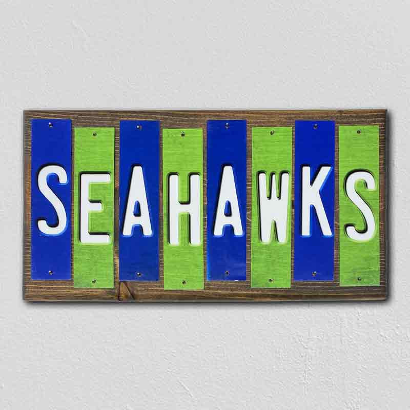 Seahawks Team Colors Football Fun Strips Novelty Wood Sign WS-778