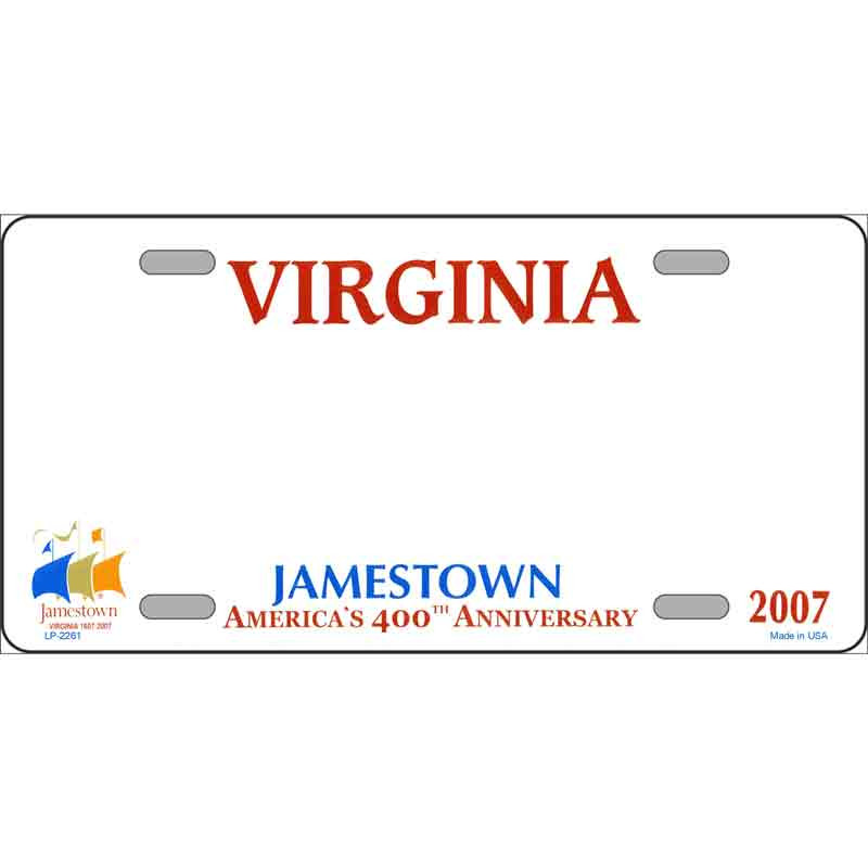 Virginia Novelty State Blank Metal License Plate