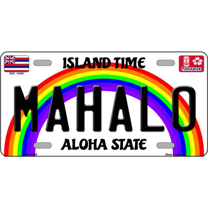 Mahalo Hawaii Novelty Metal License Plate