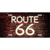 Route 66 Neon Brick Metal Novelty License Plate