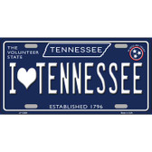 I Heart TN Tennessee Blue Novelty Metal License Plate Tag