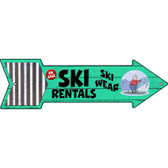 Ski Rentals Novelty Metal Arrow Sign