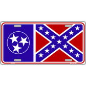 Confederate Flag Tennessee Novelty Metal License Plate