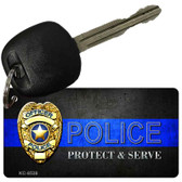 Police Badge Thin Blue Line Novelty Metal Key Chain KC-8538