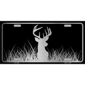 Deer Black Brushed Chrome Novelty Metal License Plate