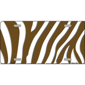Brown White Zebra Metal Novelty License Plate