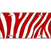 Red White Zebra Metal Novelty License Plate