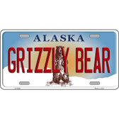 Grizzly Bear Alaska State Novelty Metal License Plate