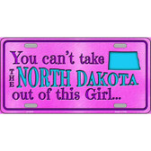 North Dakota Girl Novelty Metal License Plate