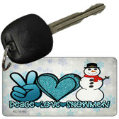 Peace Love Snowman Novelty Metal Key Chain
