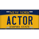 Actor New York Metal Novelty License Plate