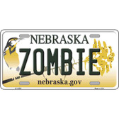 Zombie Nebraska Metal Novelty License Plate