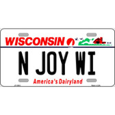 N Joy WI Wisconsin Metal Novelty License Plate