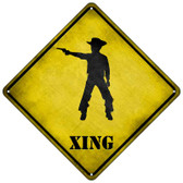 Cowboy With Pistol Xing Novelty Metal Crossing Sign