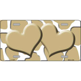 Gold White Giraffe Gold Centered Hearts Novelty License Plate