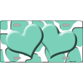 Mint White Giraffe Mint Centered Hearts Novelty License Plate