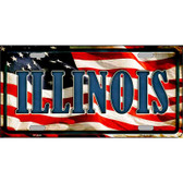 Illinois on American Flag Metal Novelty License Plate