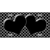 Black White Quatrefoil Black Center Hearts Metal Novelty License Plate