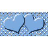 Light Blue White Polka Dot Center Hearts Metal Novelty License Plate