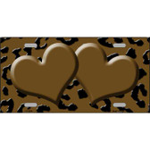 Brown Black Cheetah Brown Center Hearts Metal Novelty License Plate