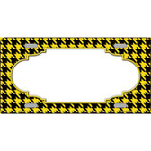 Yellow Black Houndstooth Scallop Center Metal Novelty License Plate