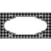 Grey Black Houndstooth Scallop Center Metal Novelty License Plate