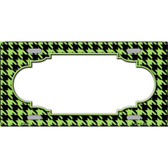 Lime Green Black Houndstooth Scallop Center Metal Novelty License Plate