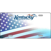 Kentucky with American Flag Novelty Metal License Plate