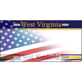 West Virginia with American Flag Novelty Metal License Plate