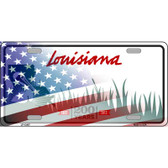 Louisiana with American Flag Novelty Metal License Plate LP-12457