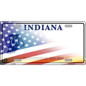 Indiana with American Flag Novelty Metal License Plate LP-12459