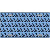 Light Blue Black Anchor Metal Novelty License Plate