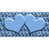 Light Blue Black Anchor Light Blue Heart Center Metal Novelty License Plate