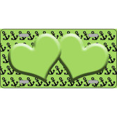 Lime Green Black Anchor Lime Green Heart Center Metal Novelty License Plate