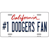Number 1 Dodgers Fan Novelty Metal License Plate Tag