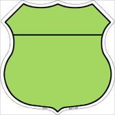 Lime Green|Black Plain Highway Shield Metal Sign