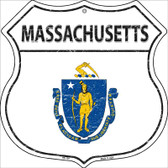 Massachusetts State Flag Highway Shield Metal Sign