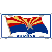 Arizona Waving Flag Novelty Metal License Plate