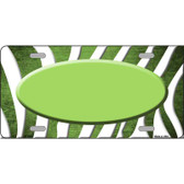 Lime Green White Zebra Oval Oil Rubbed Metal Novelty License Plate