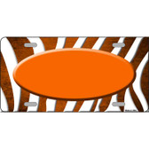 Orange White Zebra Oval Oil Rubbed Metal Novelty License Plate