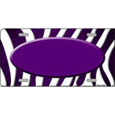 Purple White Zebra Oval Oil Rubbed Metal Novelty License Plate