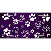 Purple White Paw Oil Rubbed Metal Novelty License Plate