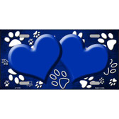 Paw Heart Blue White Metal Novelty License Plate