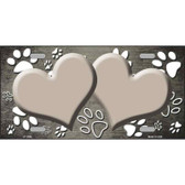Paw Heart Tan White Metal Novelty License Plate